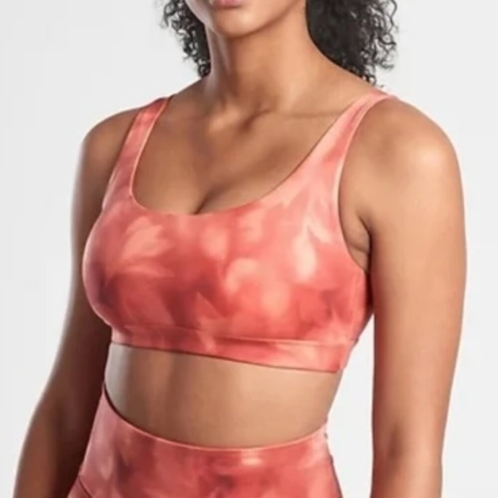 Athleta Coral Tie-Dye Sports Bra